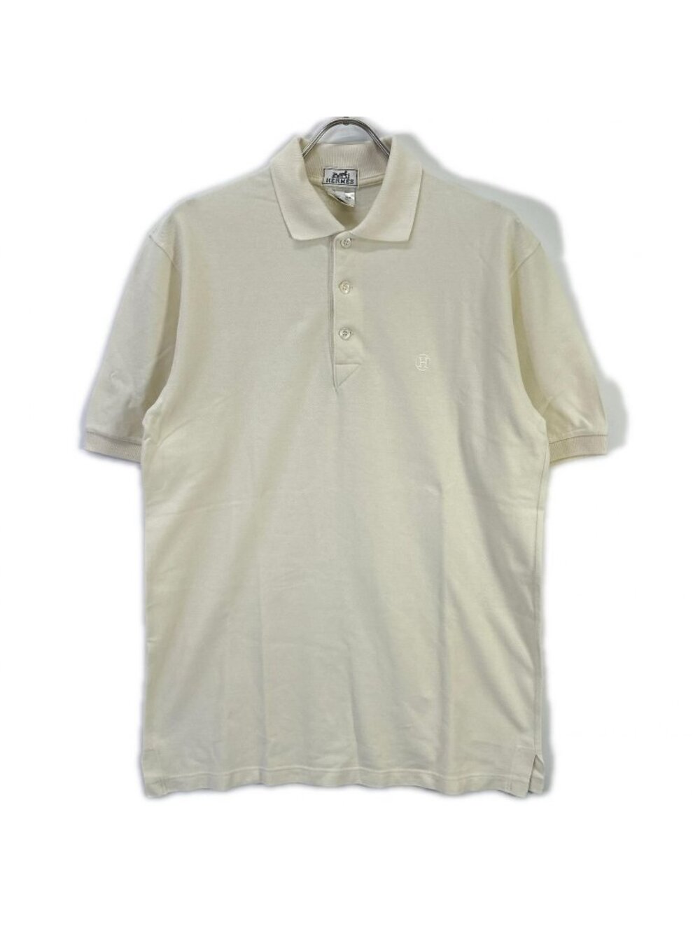 Hermes Ivory Cotton Logo Polo